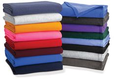 Port & Company 7.8-ounce, 50/50 Cotton/Poly Core Fleece Blanket - 50 x 60